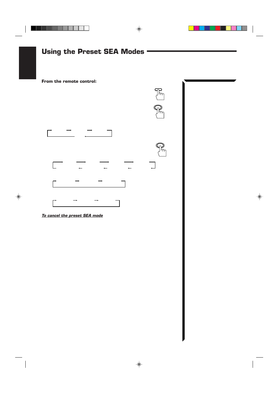 Using the preset sea modes | JVC RX-60VGD User Manual | Page 24 / 50