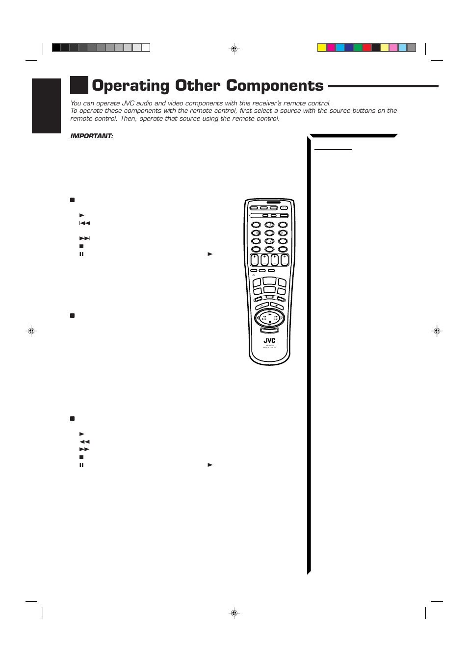 Operating other components, English | JVC RX-60VGD User Manual | Page 42 / 50