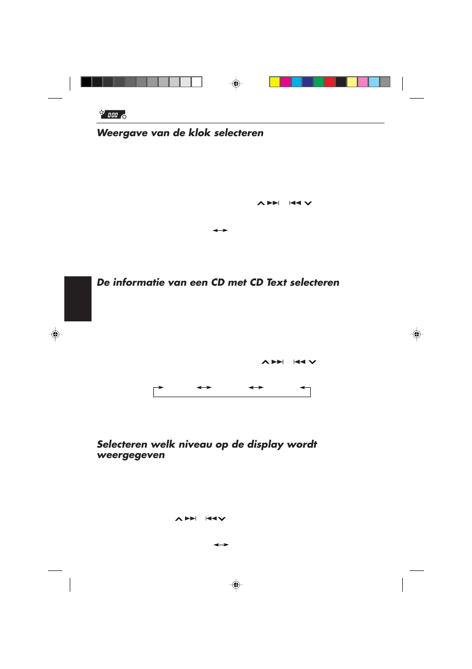 Weergave van de klok selecteren, De informatie van een cd met cd text selecteren | JVC KD-SX959R User Manual | Page 174 / 194
