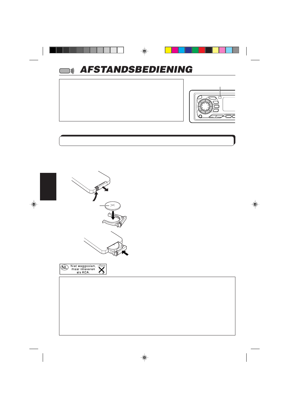 Afstandsbediening, De batterij vervangen | JVC KD-SX959R User Manual | Page 180 / 194