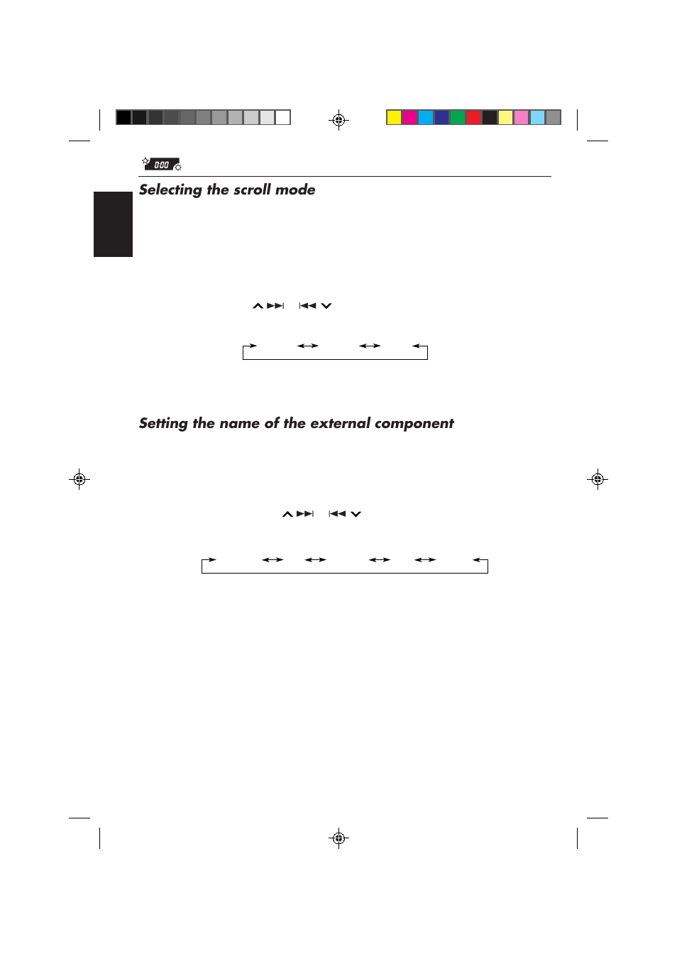 Selecting the scroll mode, Setting the name of the external component | JVC KD-SX959R User Manual | Page 34 / 194