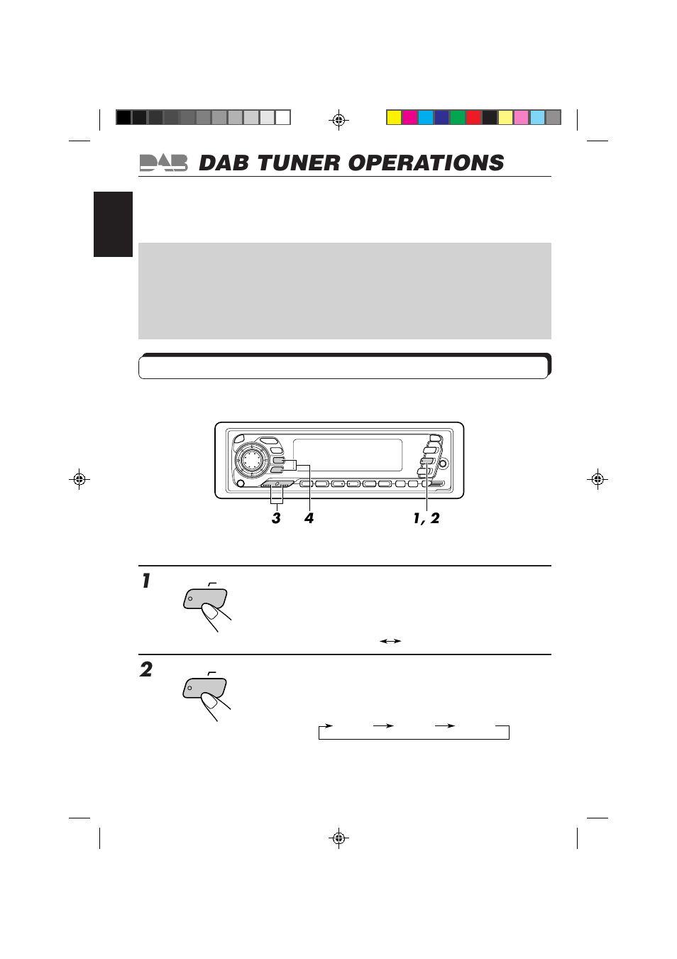 Dab tuner operations, Tuning into an ensemble and one of the services | JVC KD-SX959R User Manual | Page 42 / 194