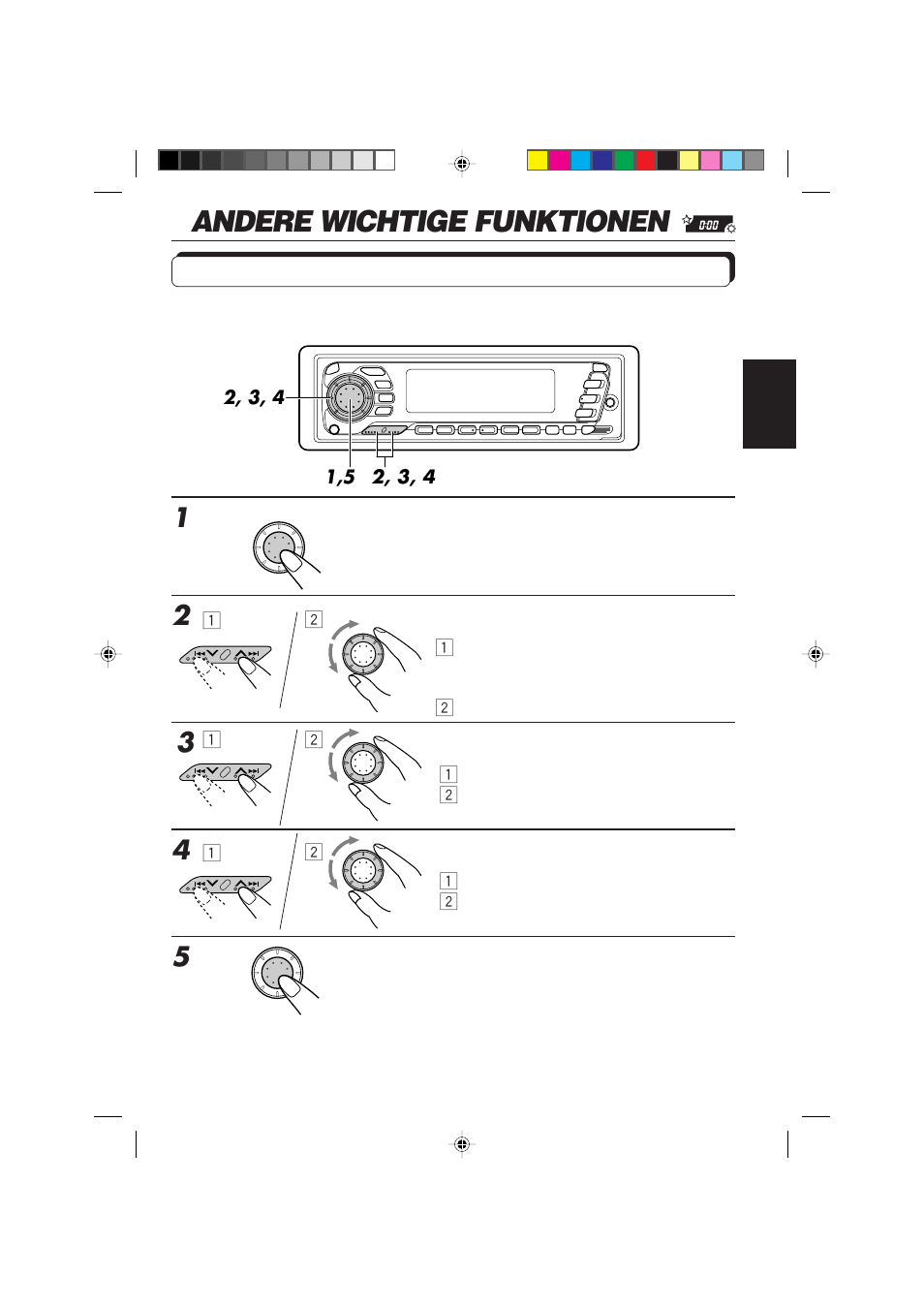 Andere wichtige funktionen, Stellen der uhr | JVC KD-SX959R User Manual | Page 75 / 194