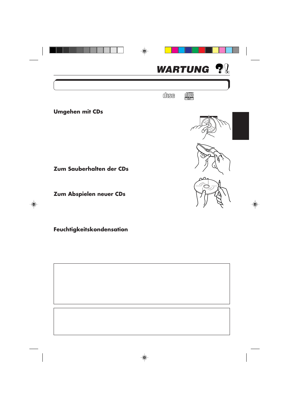 Wartung, Handhaben der cds | JVC KD-SX959R User Manual | Page 95 / 194