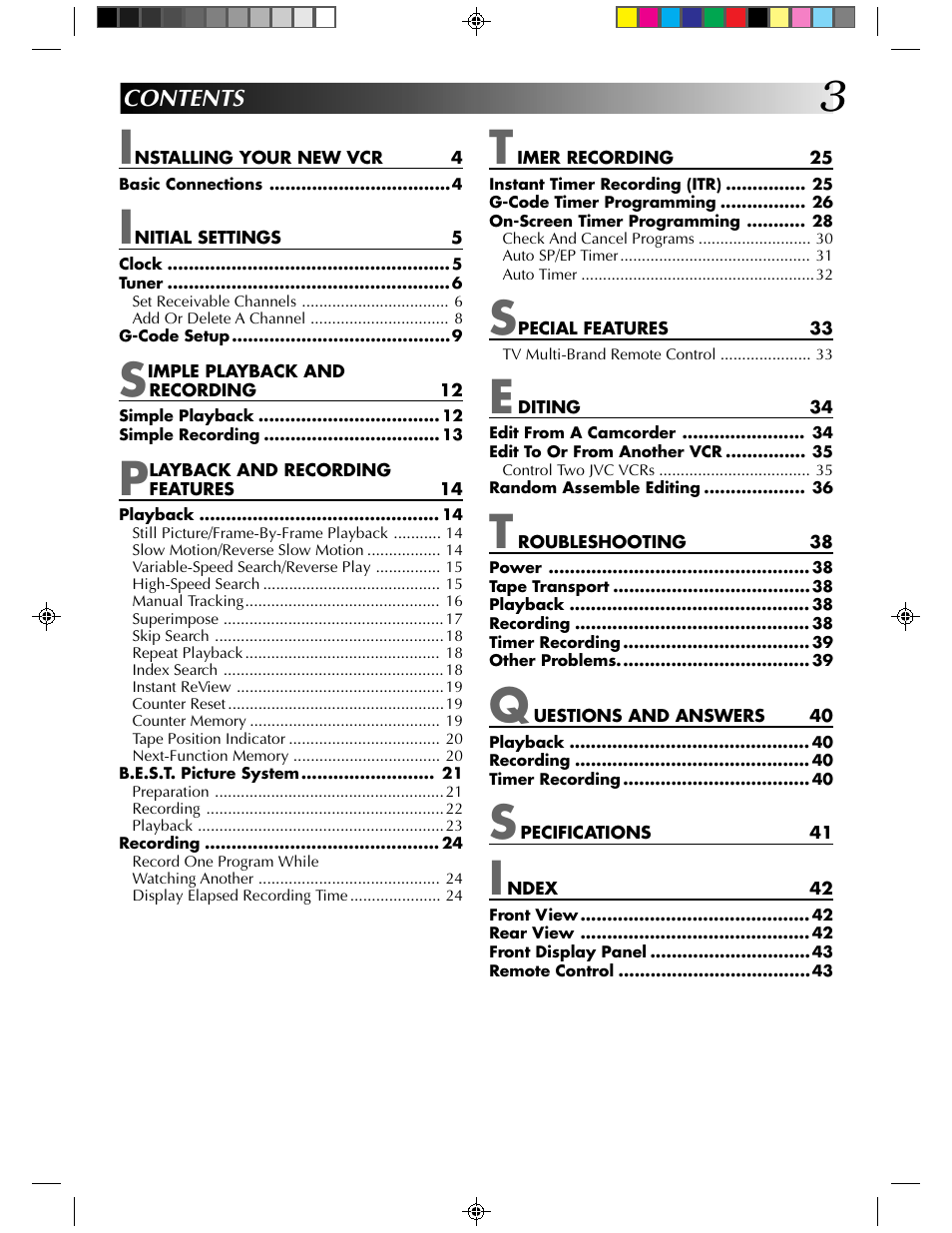 JVC HR-J430KR User Manual | Page 3 / 44