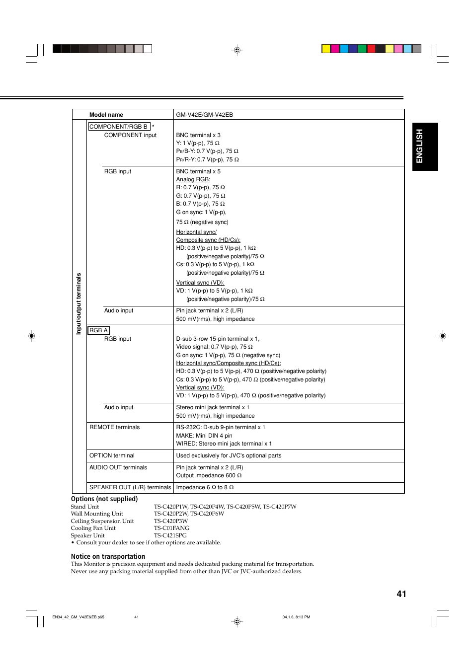 English | JVC GM-V42EB User Manual | Page 42 / 44
