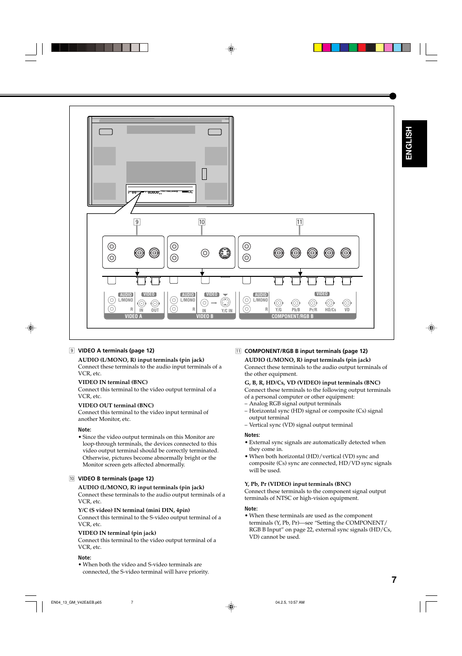 English, 9p q | JVC GM-V42EB User Manual | Page 8 / 44