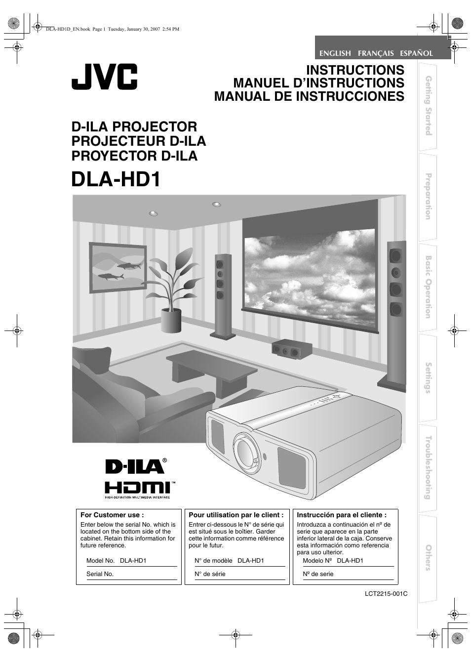 JVC DLA-HD1 User Manual | 55 pages