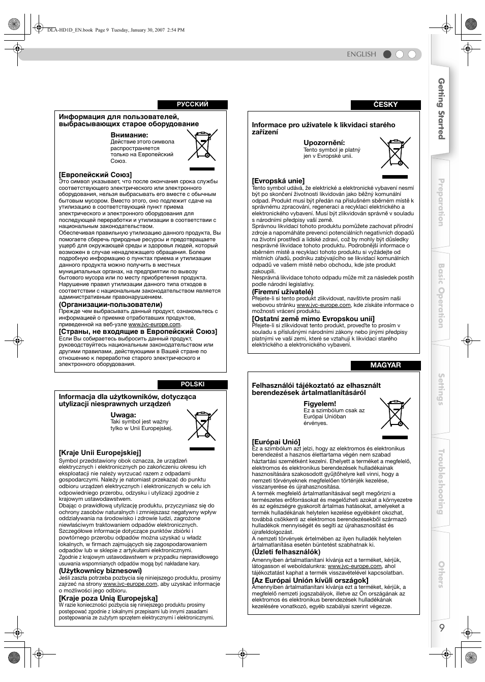 JVC DLA-HD1 User Manual | Page 9 / 55