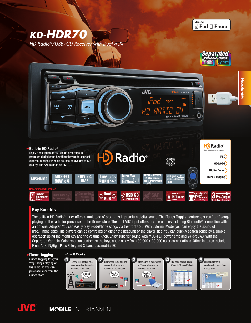 JVC HD RADIO KD-HDR70 User Manual | 2 pages