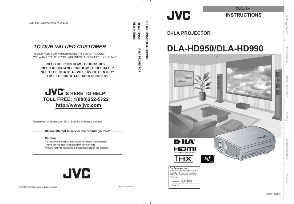 JVC Procision DLA-HD990 User Manual | 62 pages