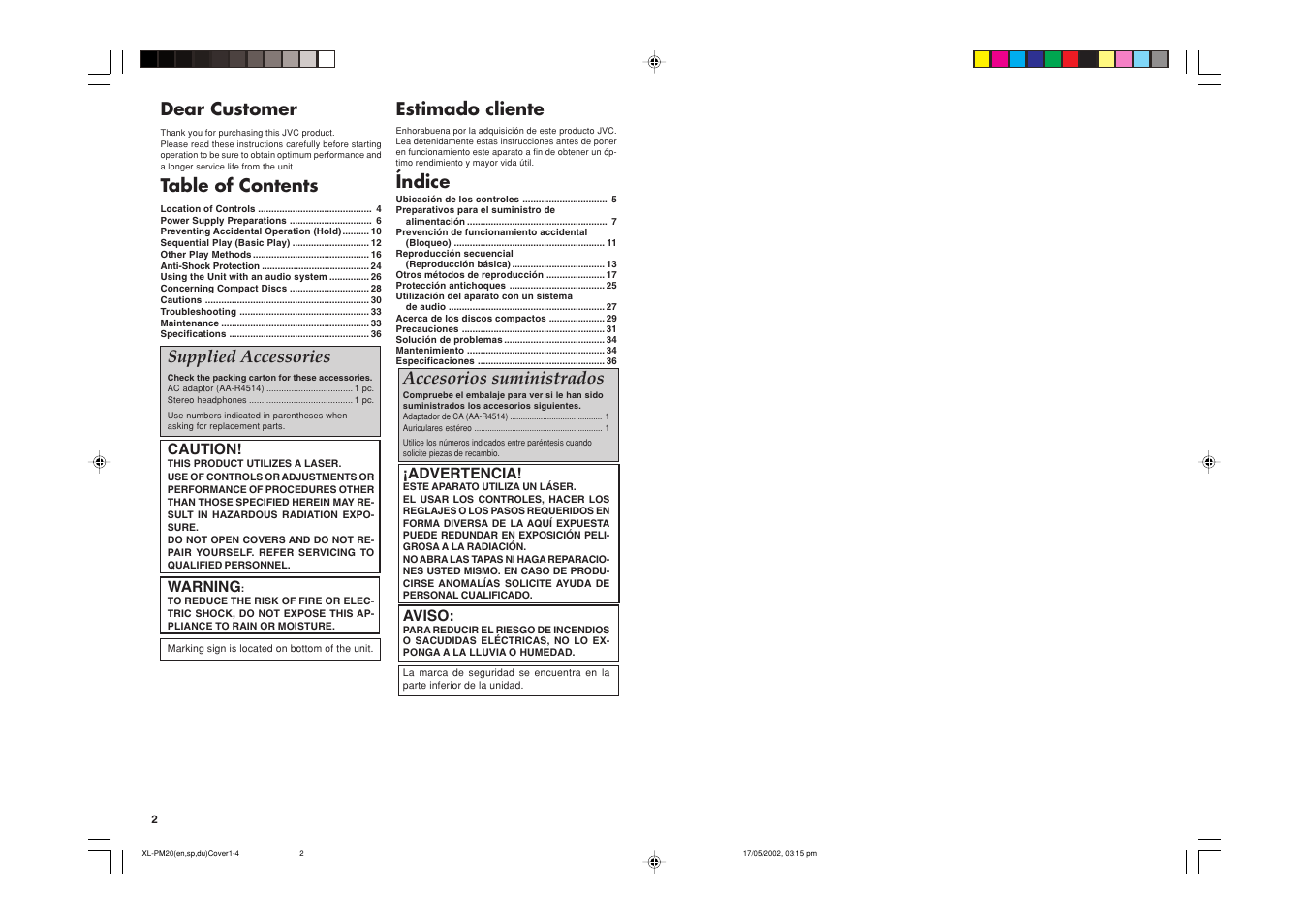JVC XL-PM20SL User Manual | Page 2 / 44