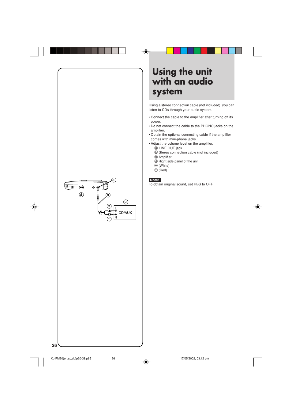 Using the unit with an audio system | JVC XL-PM20SL User Manual | Page 26 / 44