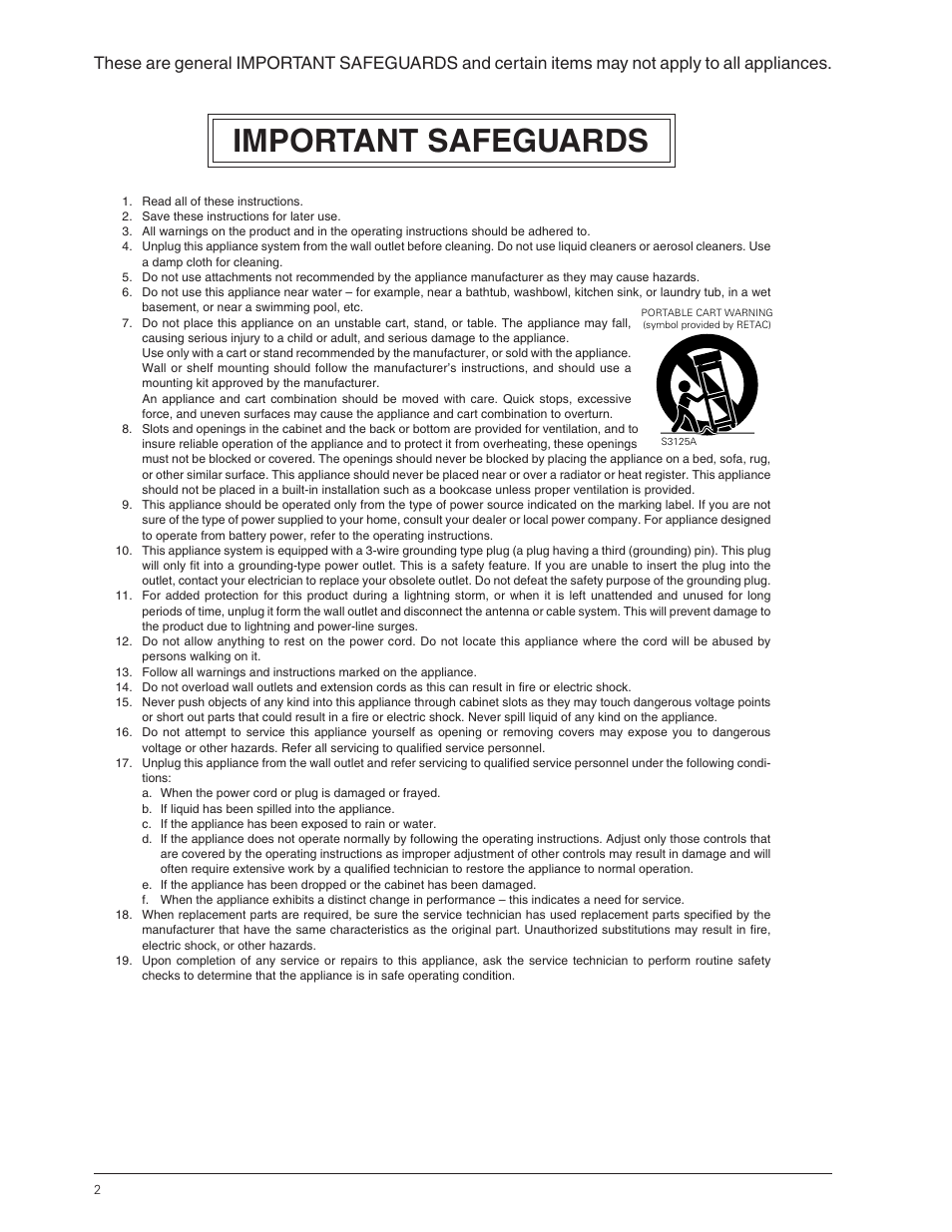 Important safeguards | JVC TK-C655 User Manual | Page 2 / 48