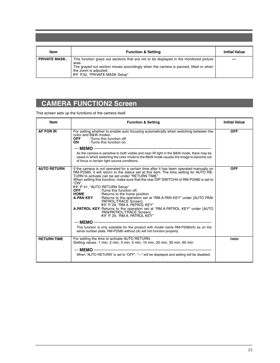 Camera function2 screen | JVC TK-C655 User Manual | Page 23 / 48
