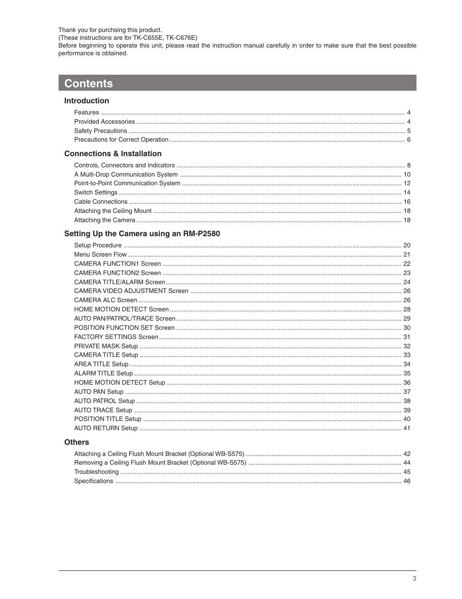 JVC TK-C655 User Manual | Page 3 / 48