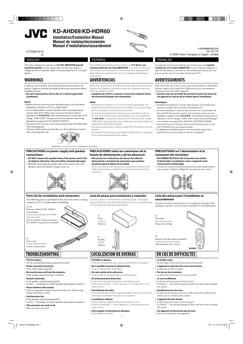 JVC KD-AHD69 User Manual | 4 pages