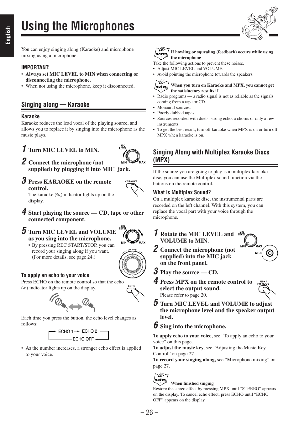 Using the microphones | JVC CA-MXSK1 User Manual | Page 30 / 116