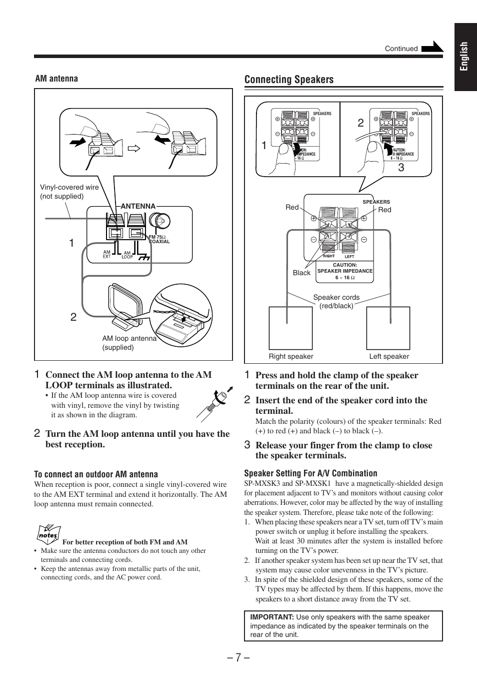 Connecting speakers | JVC CA-MXSK1 User Manual | Page 50 / 116