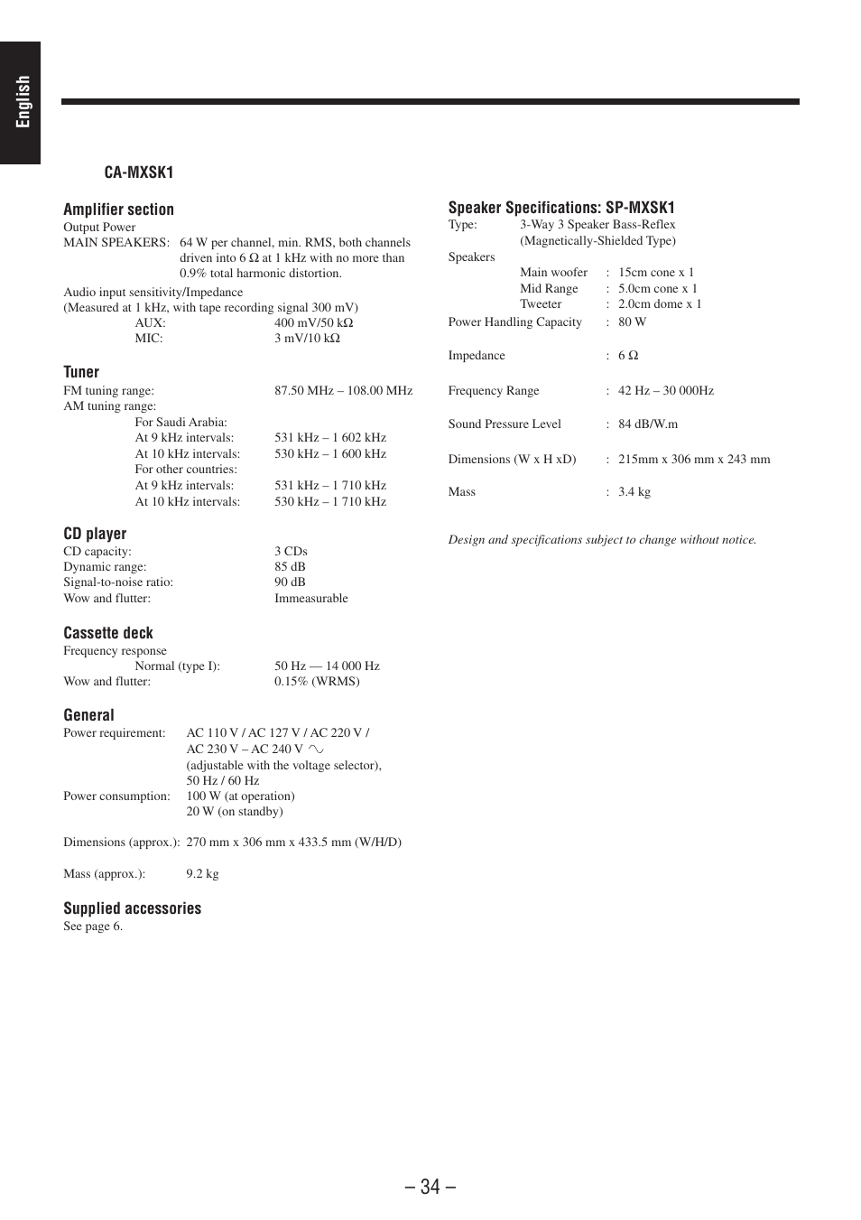 English | JVC CA-MXSK1 User Manual | Page 77 / 116