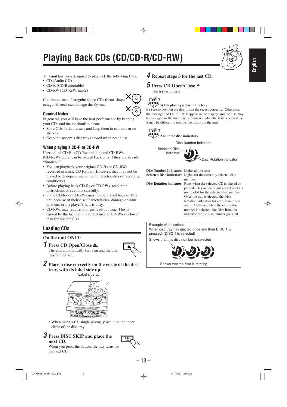 Playing back cds (cd/cd-r/cd-rw) | JVC CA-MXSK1 User Manual | Page 95 / 116