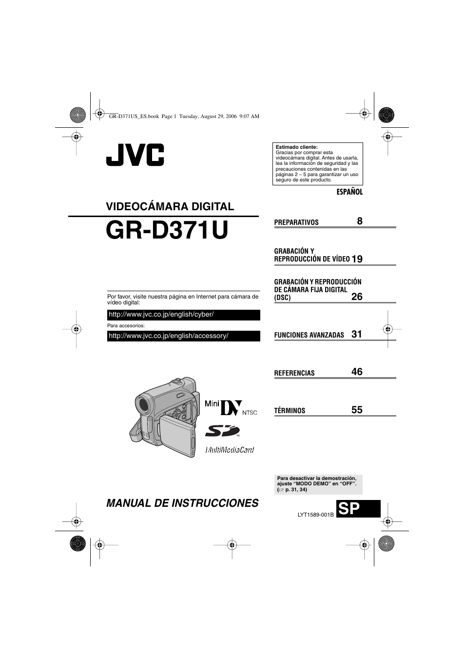 Gr-d371us_sp.pdf, Gr-d371u, Manual de instrucciones videocámara digital | JVC GR-D371U User Manual | Page 57 / 112