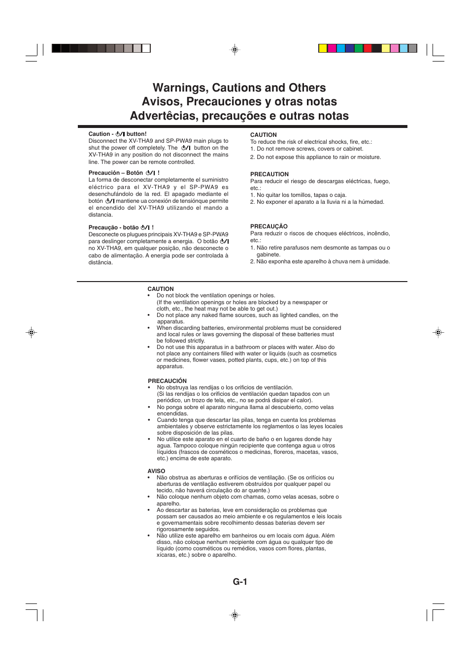 Warnings,cautions and others | JVC SP-XSA9 User Manual | Page 2 / 67