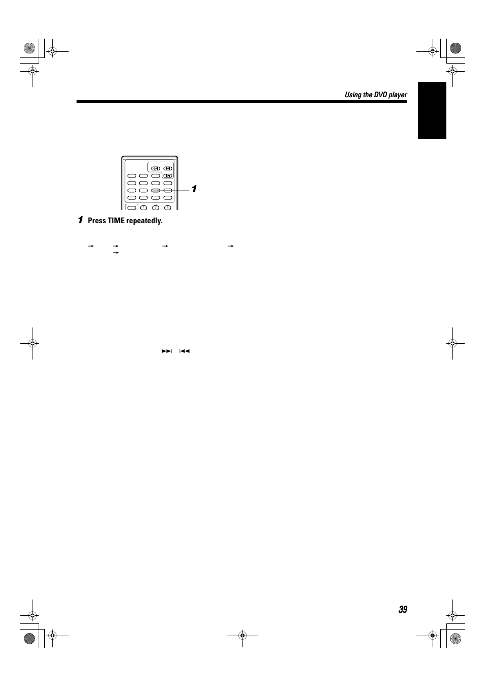 English, Press time repeatedly, Using the dvd player | JVC SP-XSA9 User Manual | Page 43 / 67