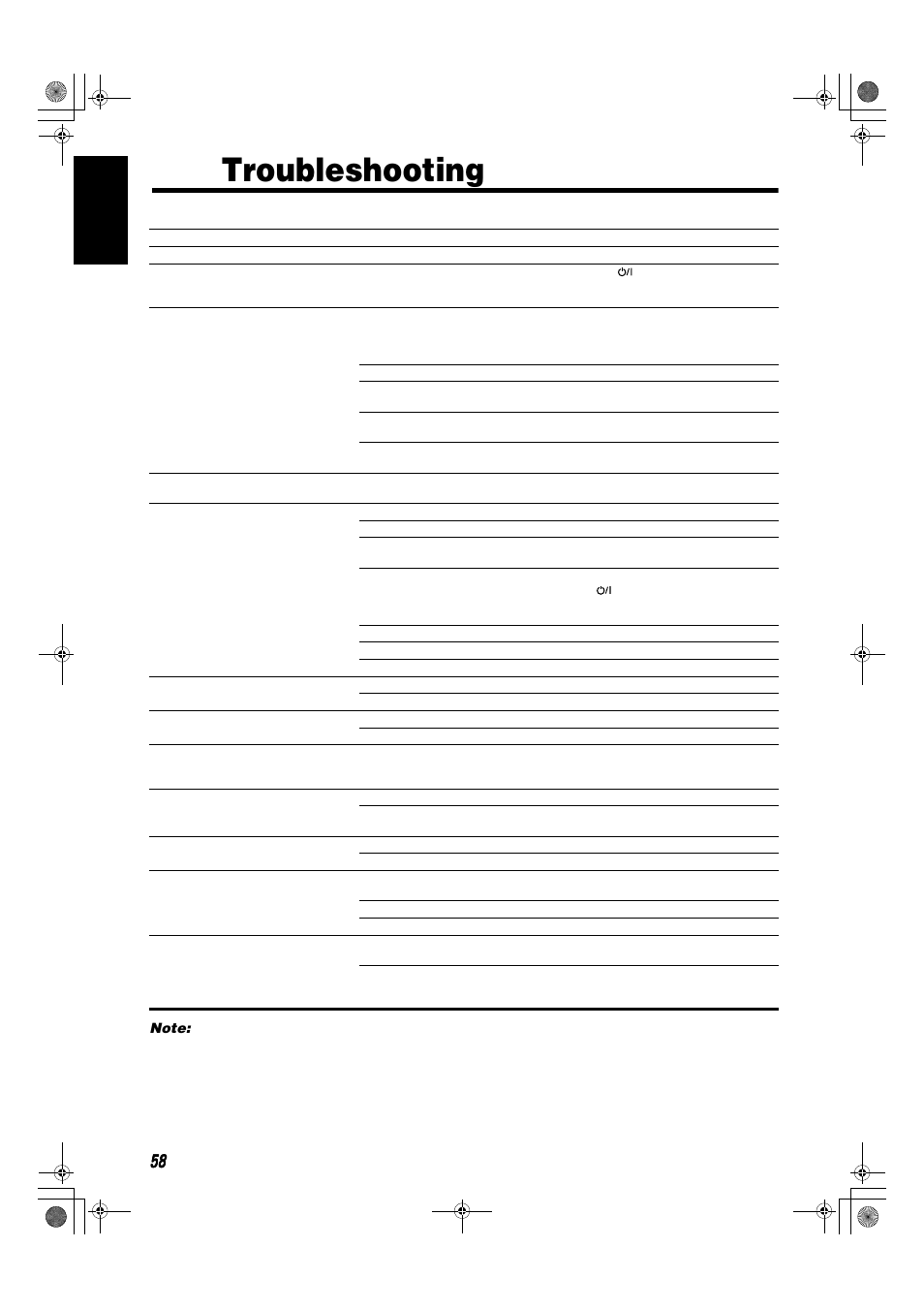 Troubleshooting, 58 english | JVC SP-XSA9 User Manual | Page 62 / 67