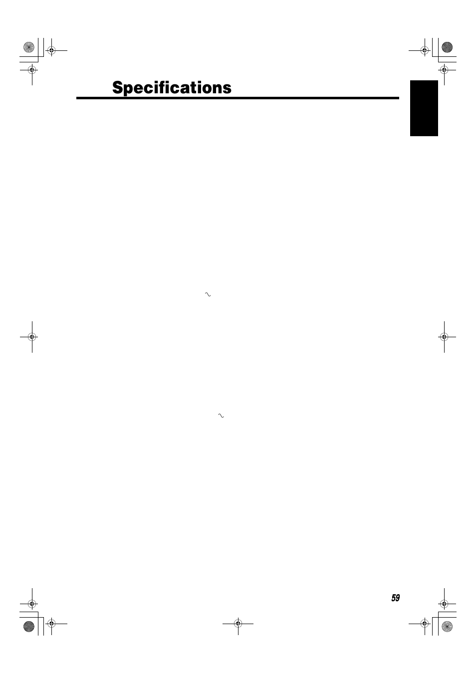 Specifications, 59 english | JVC SP-XSA9 User Manual | Page 63 / 67