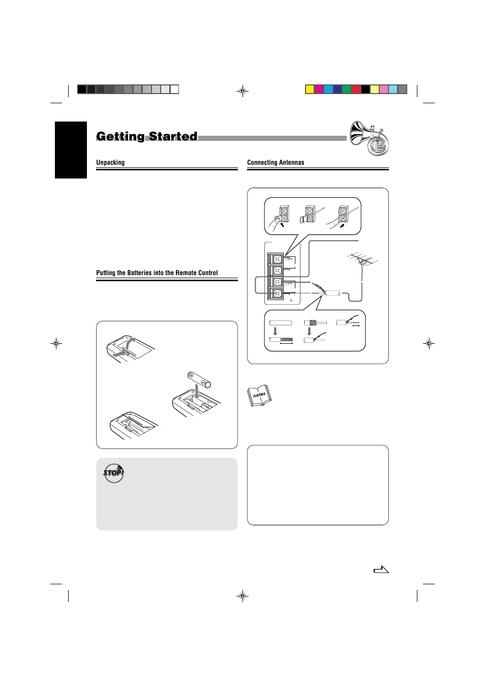 Getting started, English | JVC MX-J333VU User Manual | Page 8 / 35