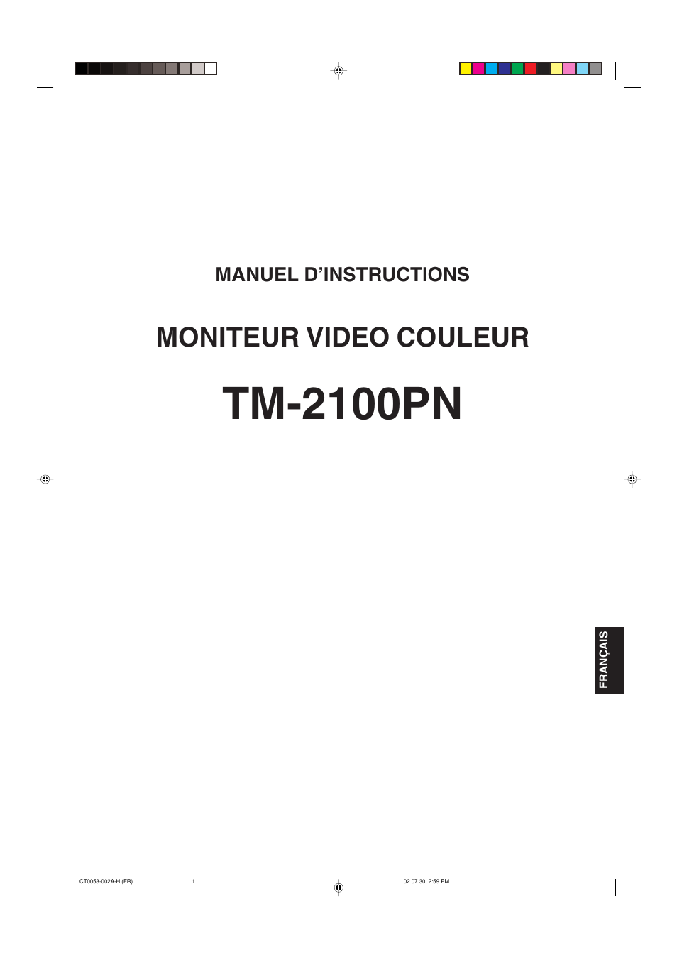 Tm-2100pn, Moniteur video couleur, Manuel d’instructions | JVC TM-2100PN User Manual | Page 35 / 84