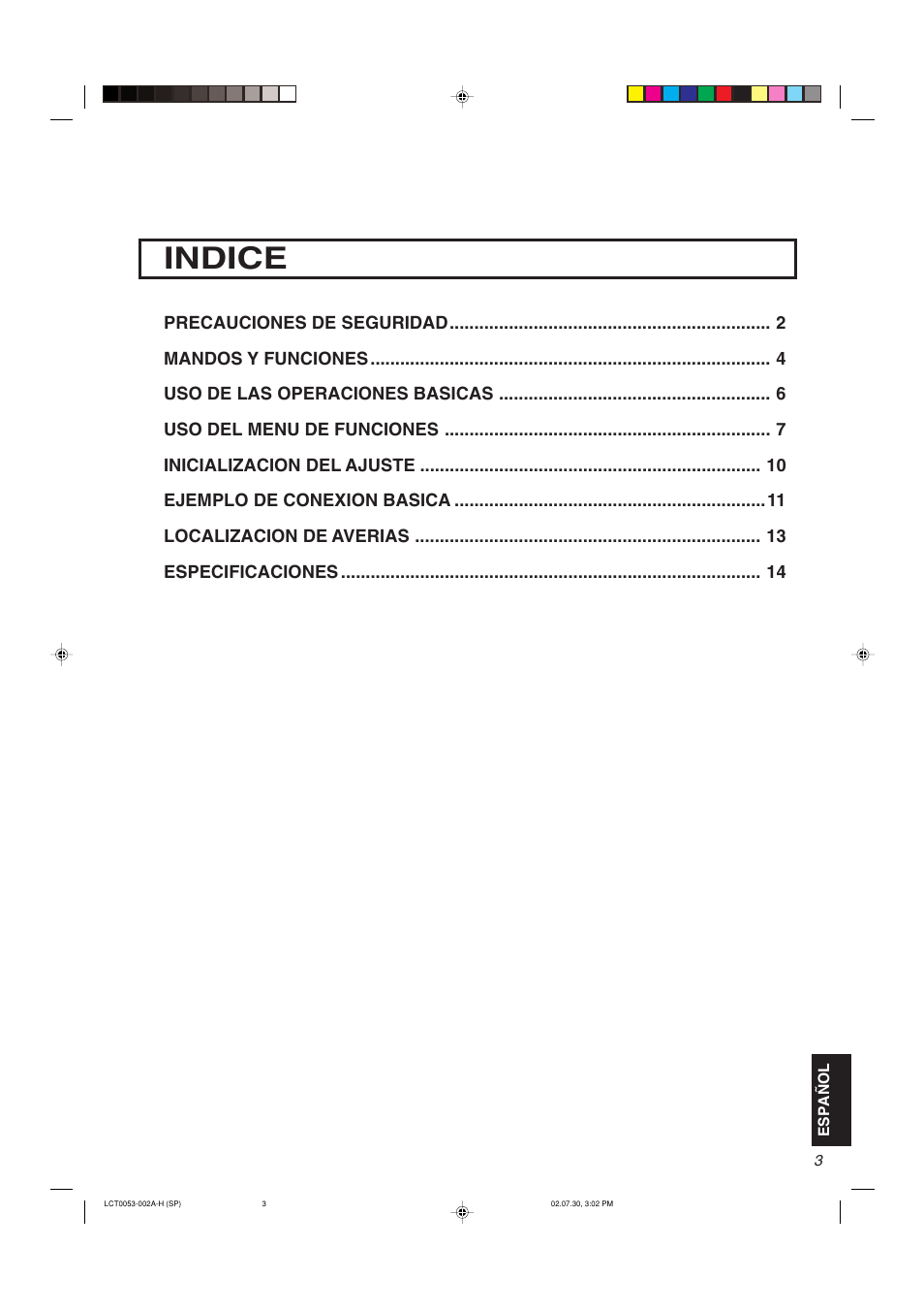 Indice | JVC TM-2100PN User Manual | Page 69 / 84