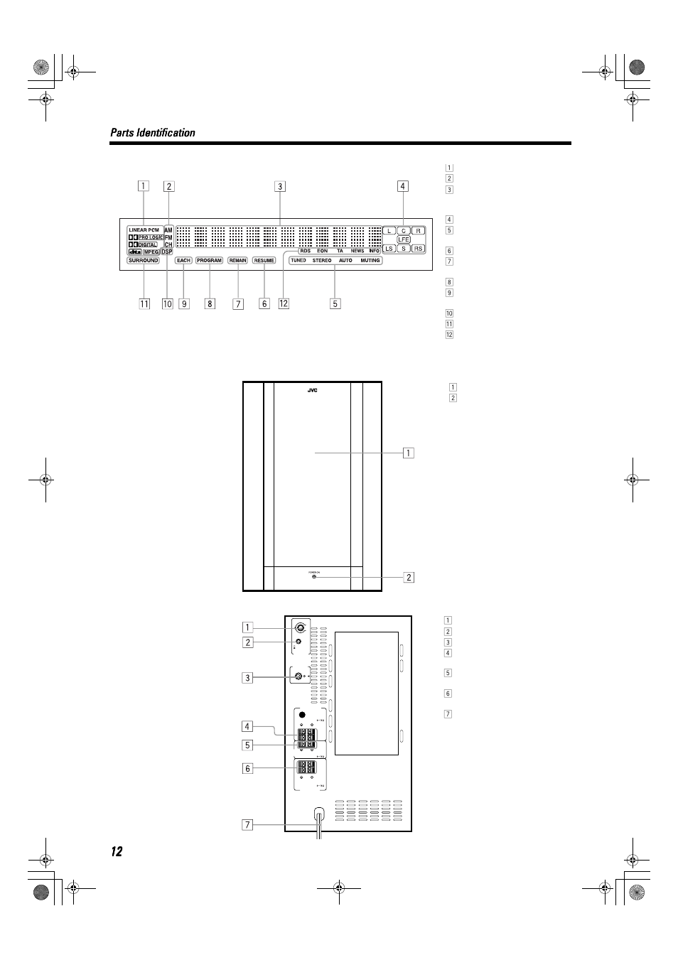 Parts identification | JVC TH-A9R User Manual | Page 14 / 65