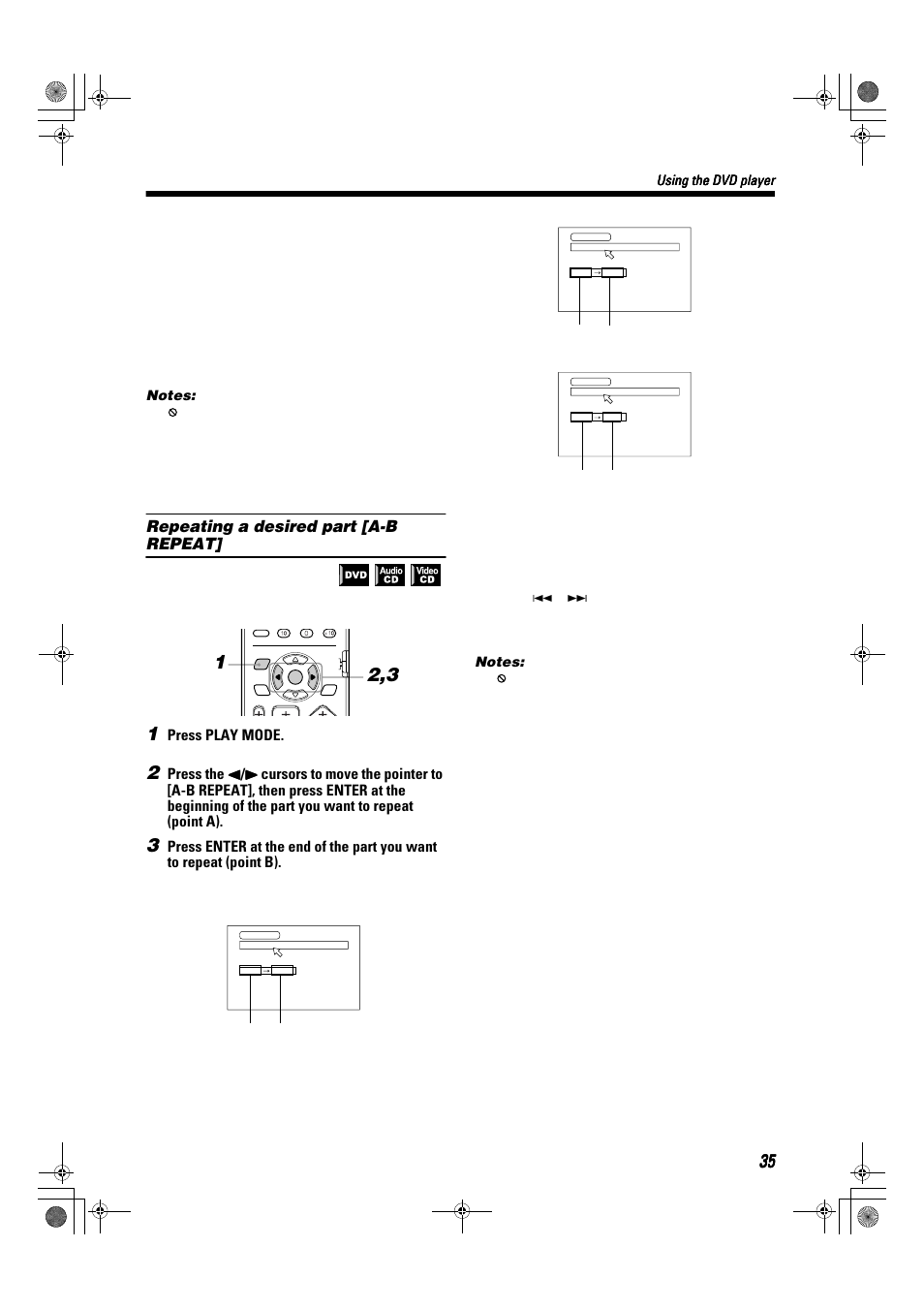 Repeating a desired part [a-b repeat, Press play mode | JVC TH-A9R User Manual | Page 37 / 65