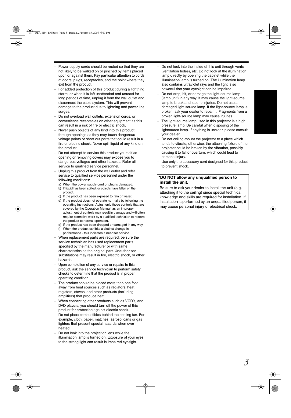 JVC DLA-SH4K User Manual | Page 3 / 48