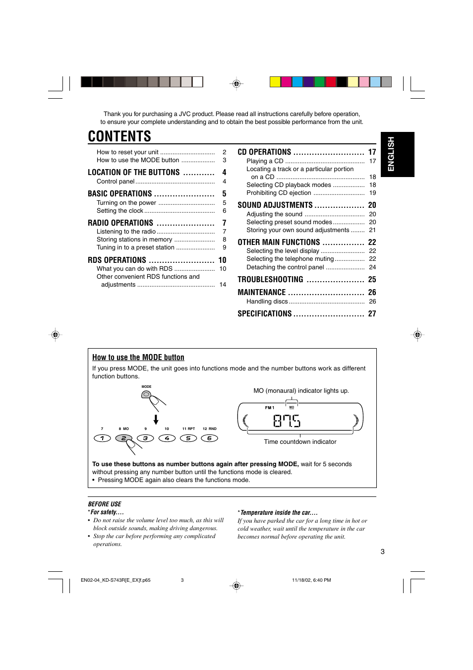 JVC KD-S73R User Manual | Page 3 / 32