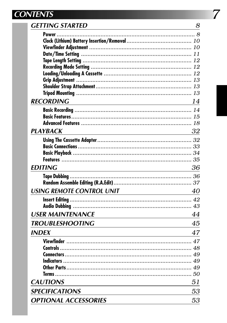 JVC GR-AX937 User Manual | Page 7 / 55