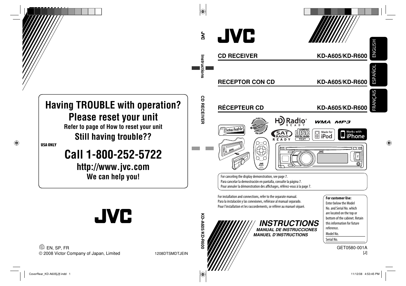 JVC KD-R600 User Manual | 127 pages