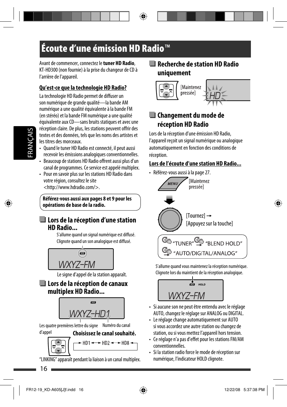 Écoute d’une émission hd radio | JVC KD-R600 User Manual | Page 100 / 127