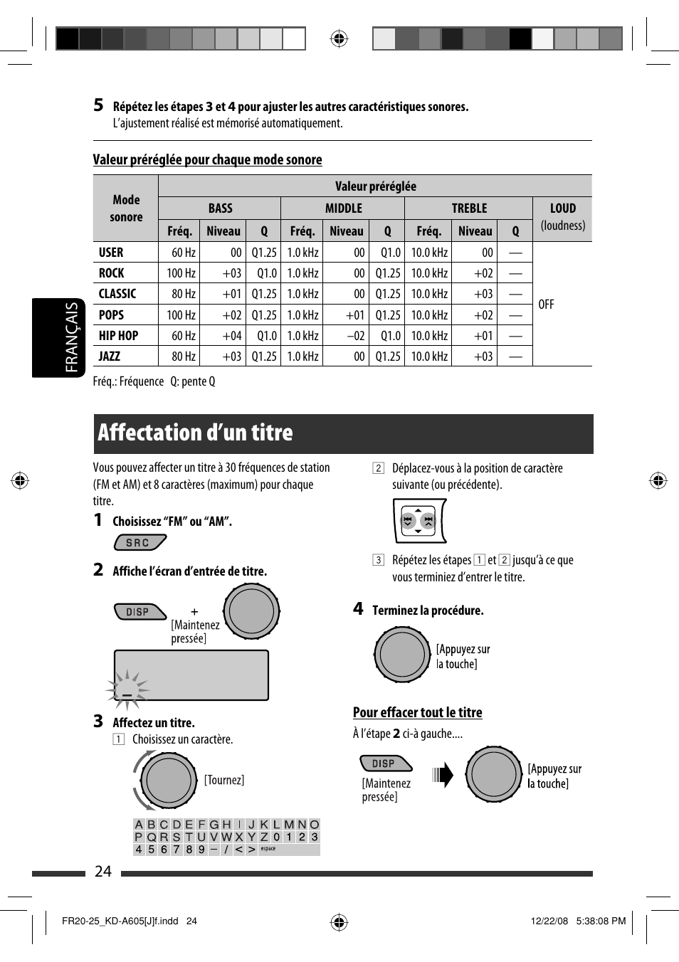 Affectation d’un titre, Français 24 | JVC KD-R600 User Manual | Page 108 / 127