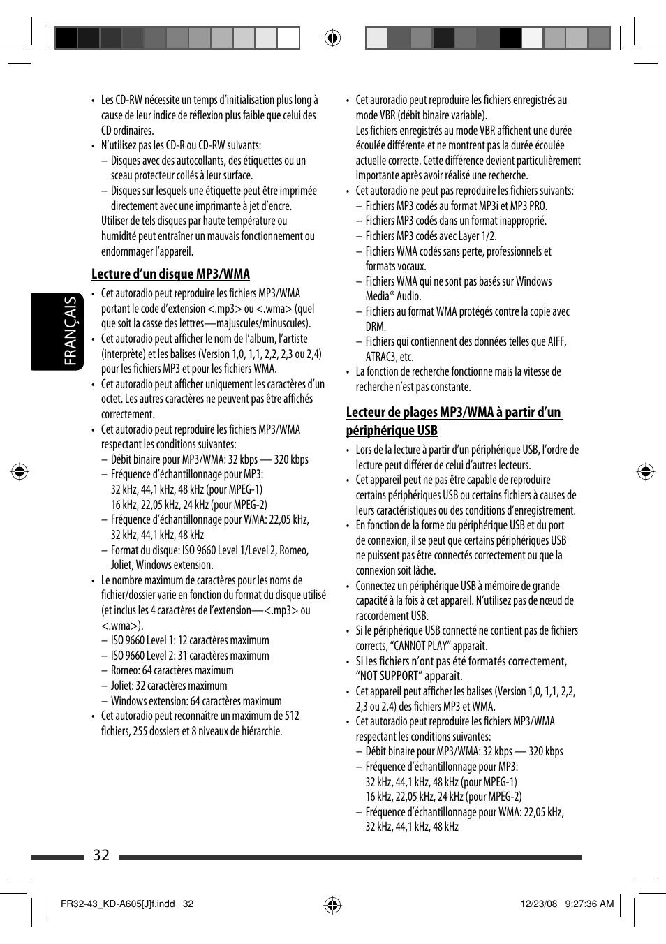 Français 32 | JVC KD-R600 User Manual | Page 116 / 127