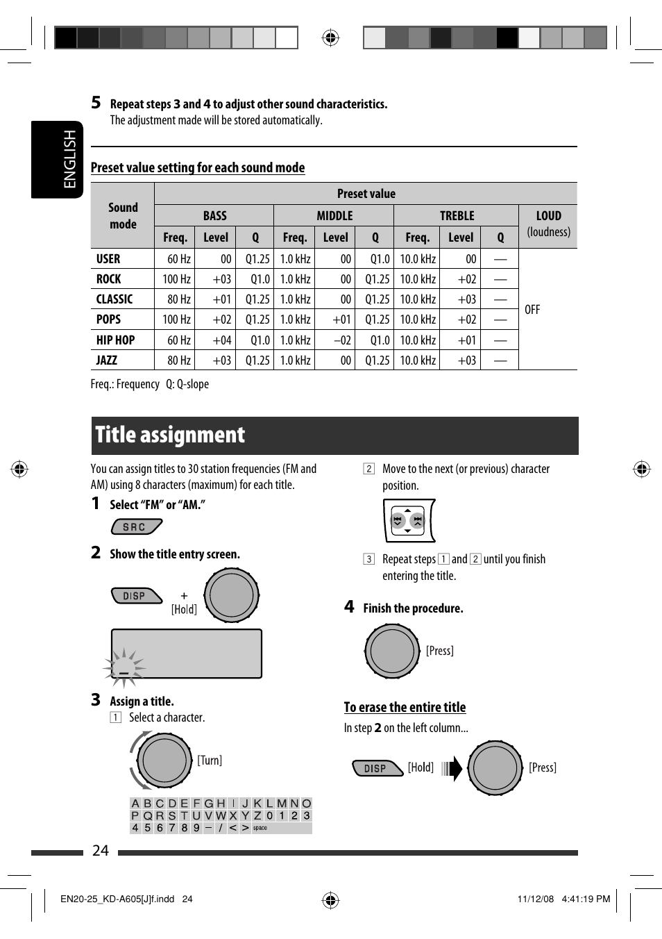 Title assignment, English 24 | JVC KD-R600 User Manual | Page 24 / 127