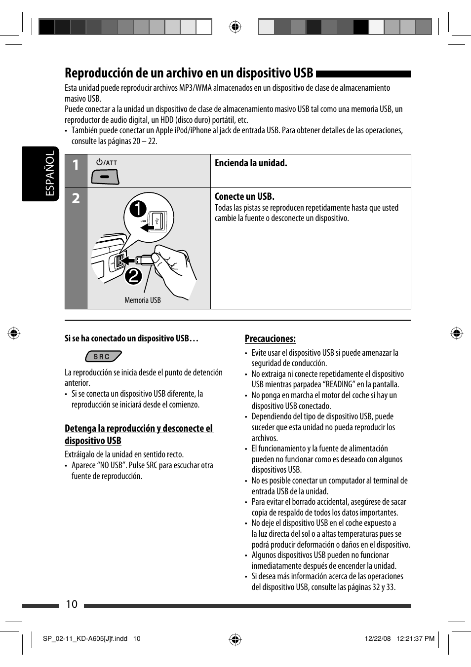 Reproducción de un archivo en un dispositivo usb | JVC KD-R600 User Manual | Page 52 / 127