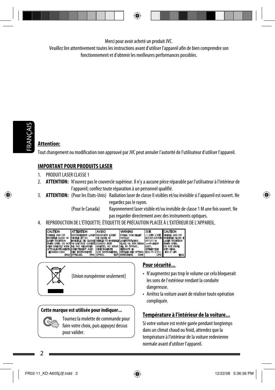 Français 2 | JVC KD-R600 User Manual | Page 86 / 127