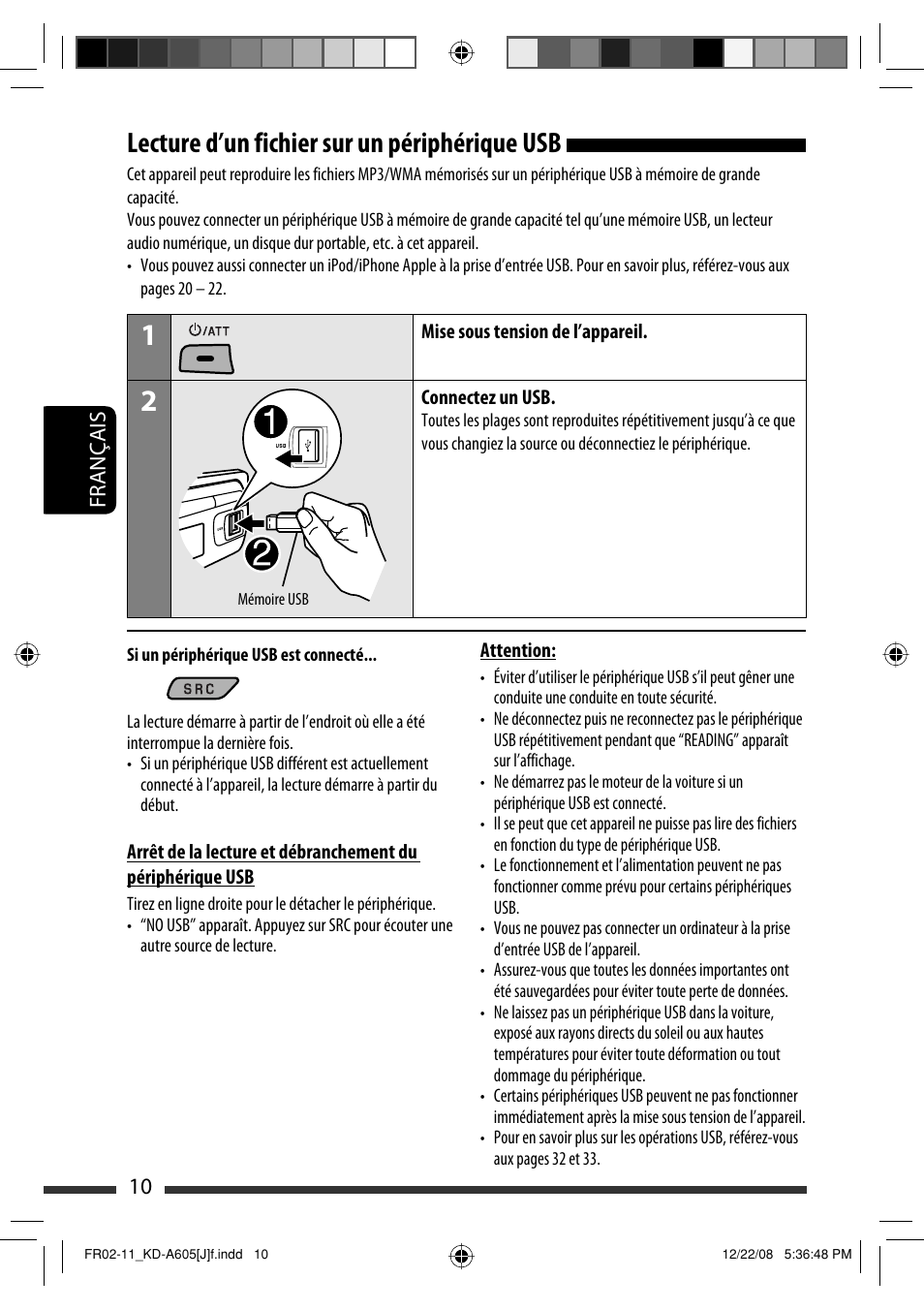 Lecture d’un fichier sur un périphérique usb | JVC KD-R600 User Manual | Page 94 / 127
