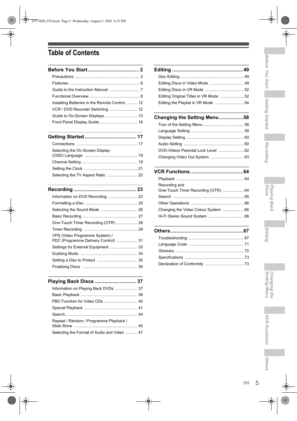 JVC DR-MV2SEU User Manual | Page 5 / 76