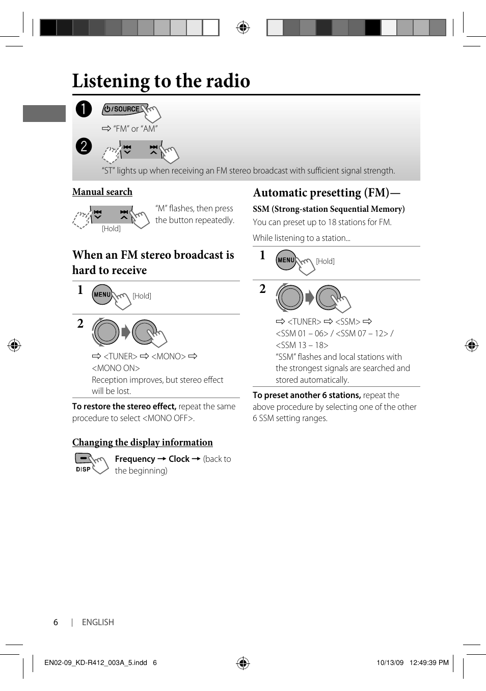 Listening to the radio | JVC KD-R316 User Manual | Page 10 / 62