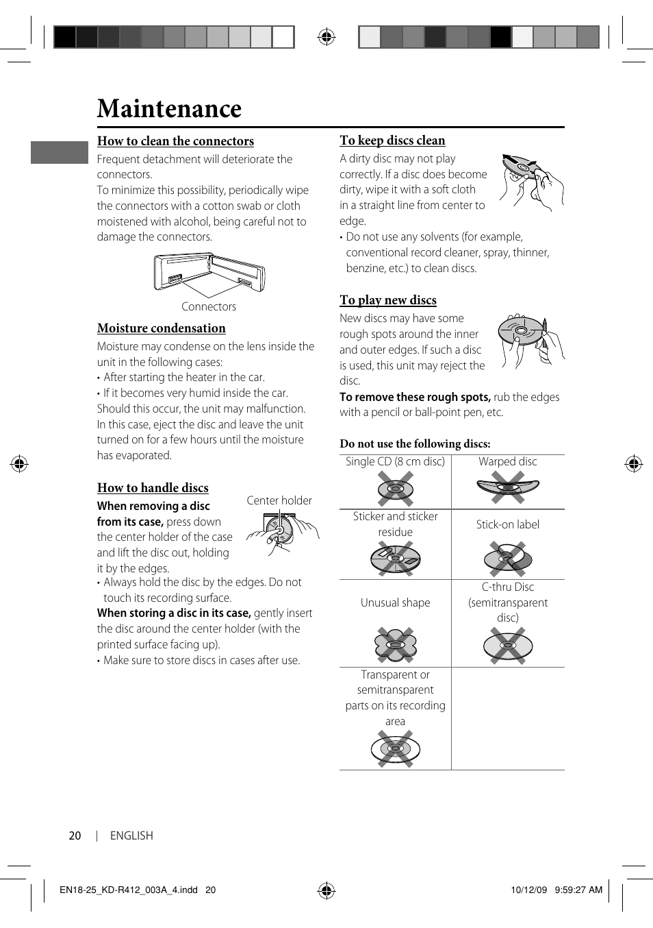 Maintenance | JVC KD-R316 User Manual | Page 24 / 62