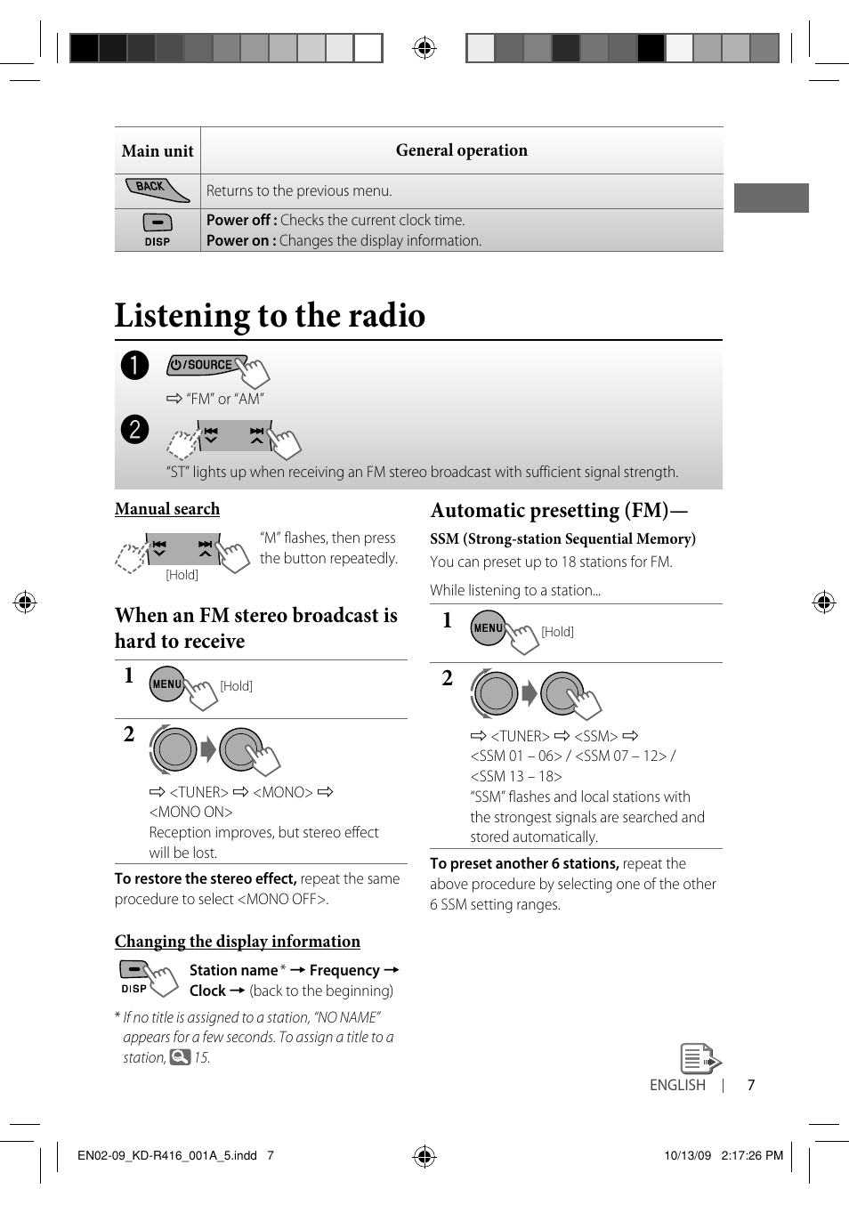 Listening to the radio | JVC KD-R316 User Manual | Page 43 / 62